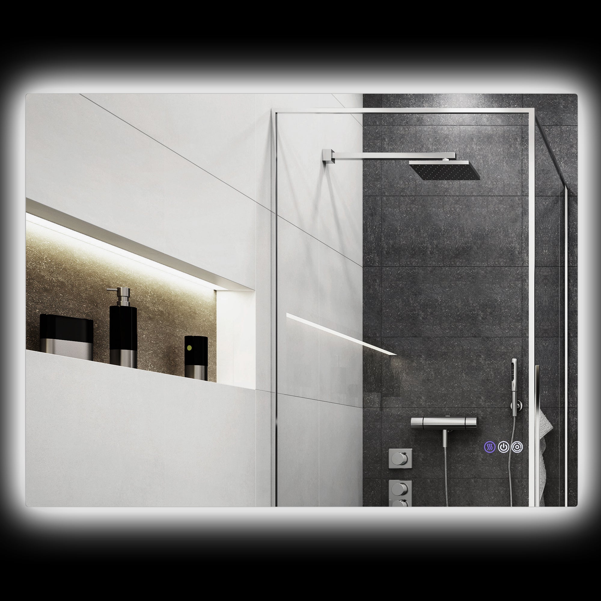 37" x 35" Dimmable LED Bathroom Mirror w/ Anti-Fog, Memory, Infinite Color Temperature