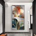 ArtZ® Nordic Abstract Flower Paintings - Orange Yellow Blue Brown / 23.6 inch by 47.2 inch (60x120cm) No Frame