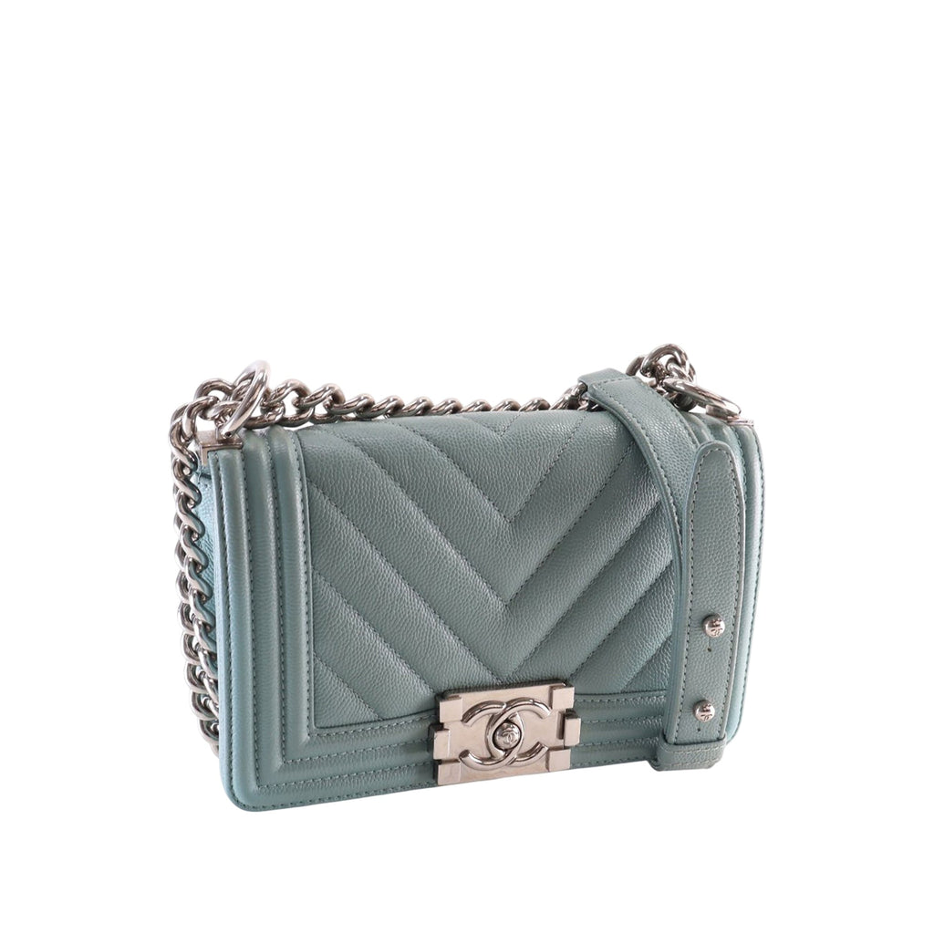Small Chevron Caviar Boy Flap
