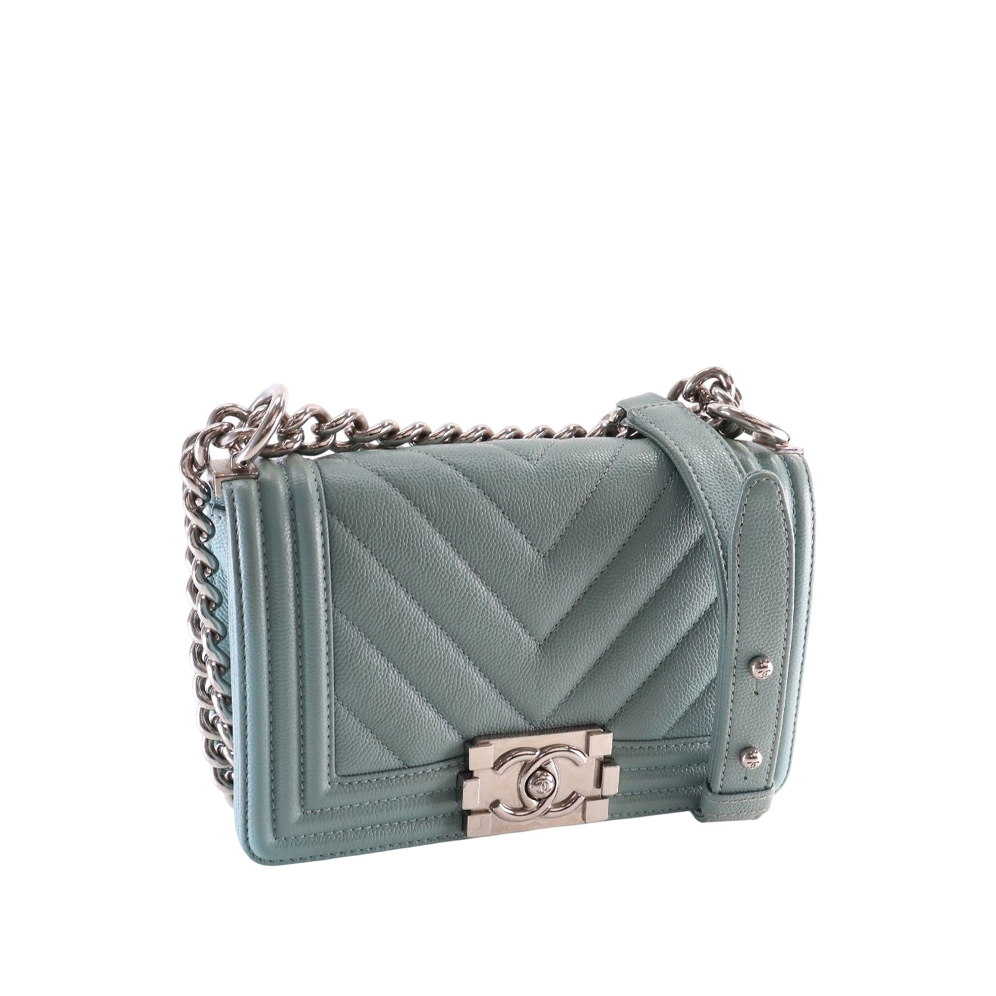Small Chevron Caviar Boy Flap