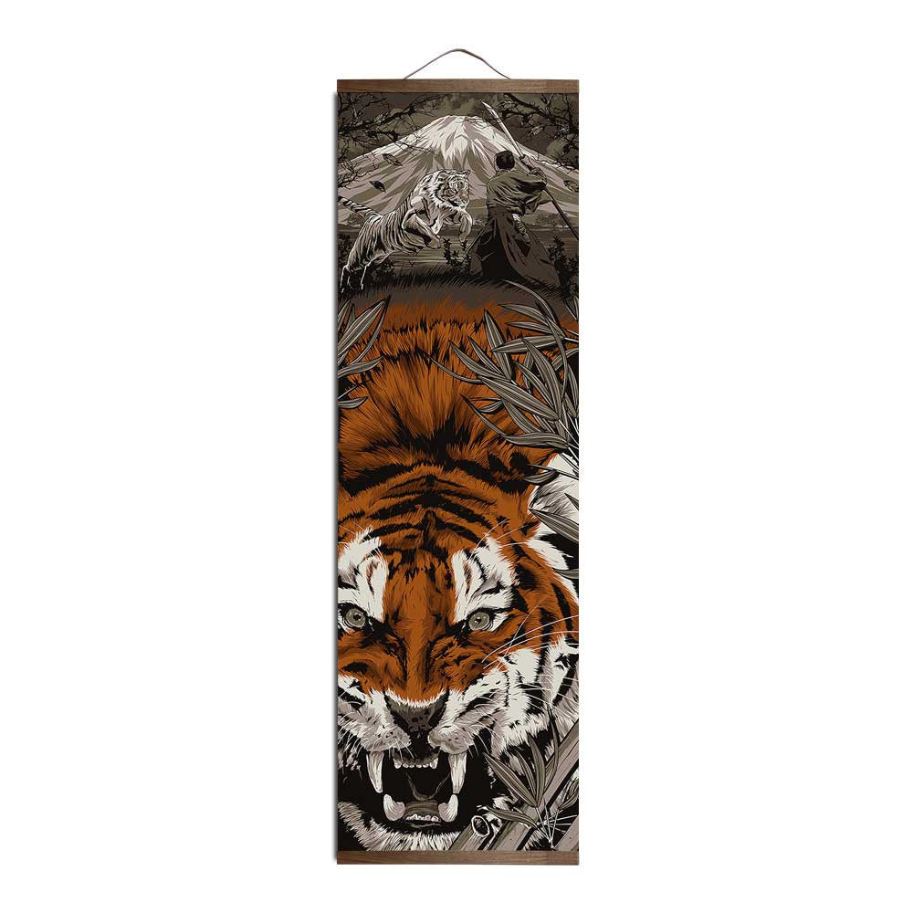 ArtZ® Heart Of A Warrior Samurai Paintings - Tiger / 9.8 inch by 31.5 inch (25x80cm)