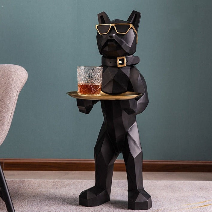 ArtZ® Bulldog Nordic Sculpture Tray Table - Black