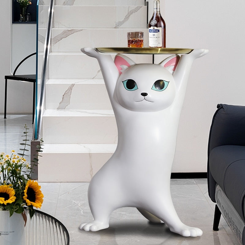 ArtZ® Sneaky Kitty Sculpture Tray Table - White