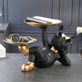 ArtZ® Lazy Bulldog Sculpture With Double Tray - Black