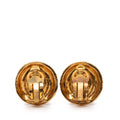 Gold Plated Crystal Logo Hexagonal Clip On Earrings