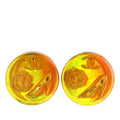 CC Resin Embedded Camellia Shoe Gold Plated Clip On Earrings