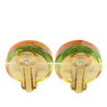 CC Resin Embedded Camellia Shoe Gold Plated Clip On Earrings