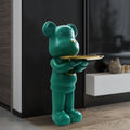 ArtZ® Bear Statue Tray Table - Green 2 Hands Hold Tray