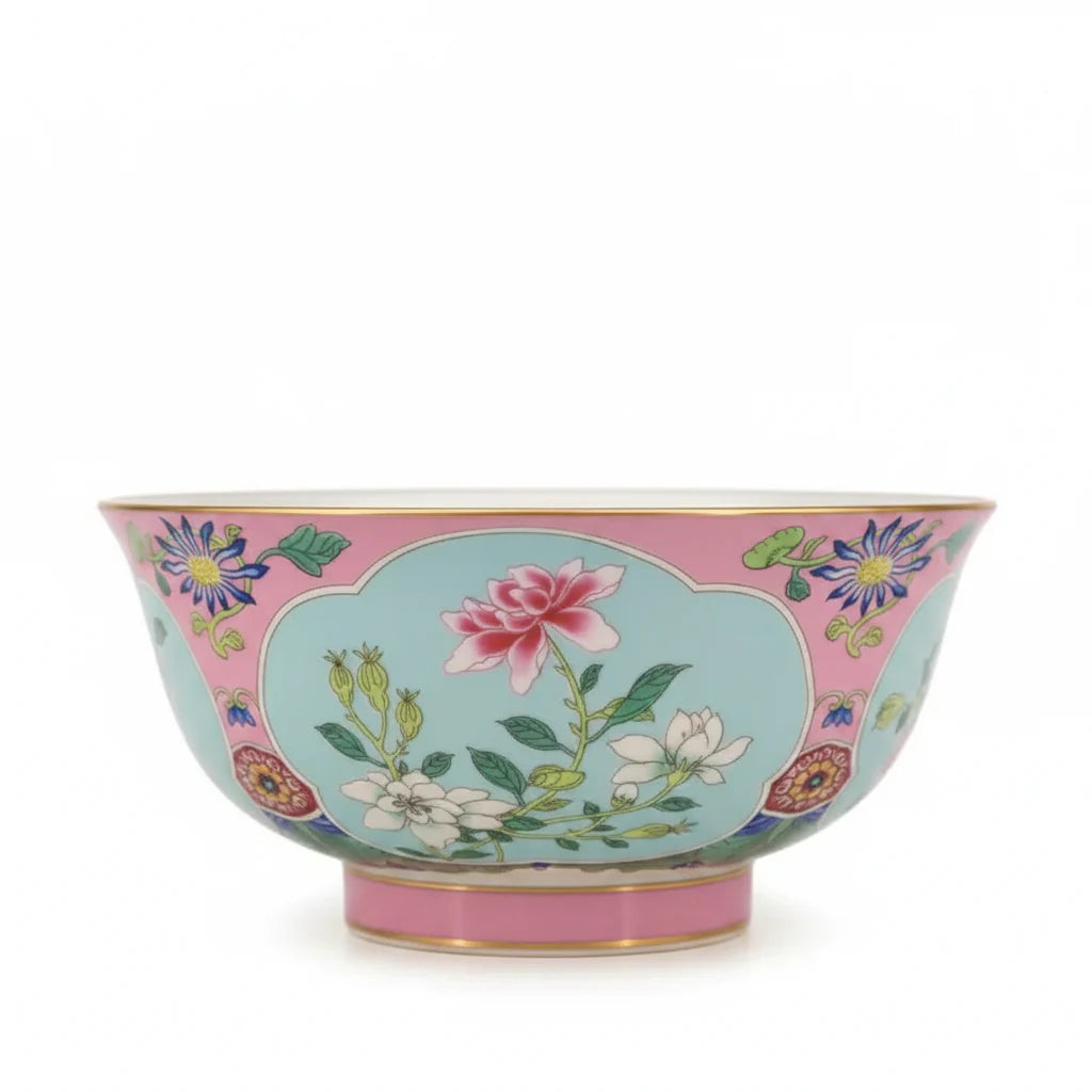 Qing Qianlong Pink Floral Porcelain Bowl — Antique Reproduction