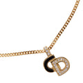 Gold Plated Rhinestone CD Logo Pendant Necklace
