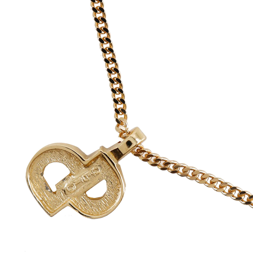 Gold Plated Rhinestone CD Logo Pendant Necklace