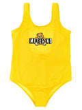 Moschino Kid Teen Teddy Bear Logo Print One-Piece Swimsuit — Yellow
