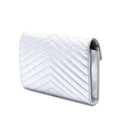 Metallic Calfskin Matelasse Chevron Monogram Chain Wallet