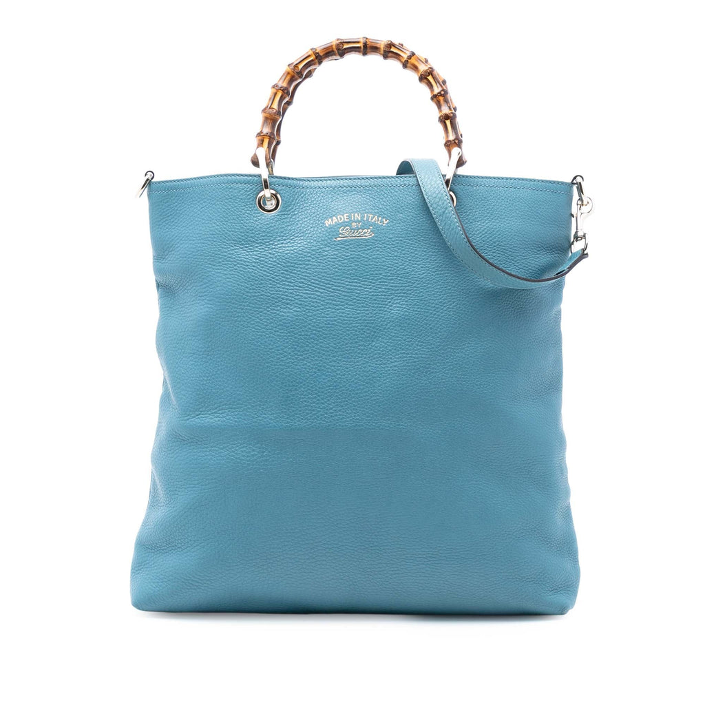 Tall Leather Bamboo Shopper Tote