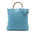 Tall Leather Bamboo Shopper Tote