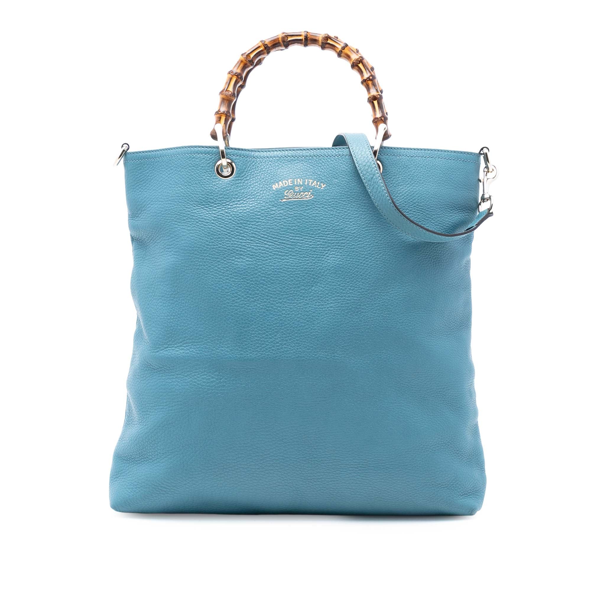 Tall Leather Bamboo Shopper Tote