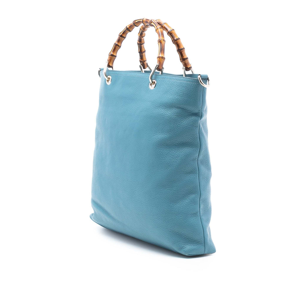 Tall Leather Bamboo Shopper Tote
