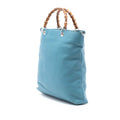 Tall Leather Bamboo Shopper Tote