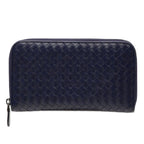 Leather Intrecciato Zip Around Wallet