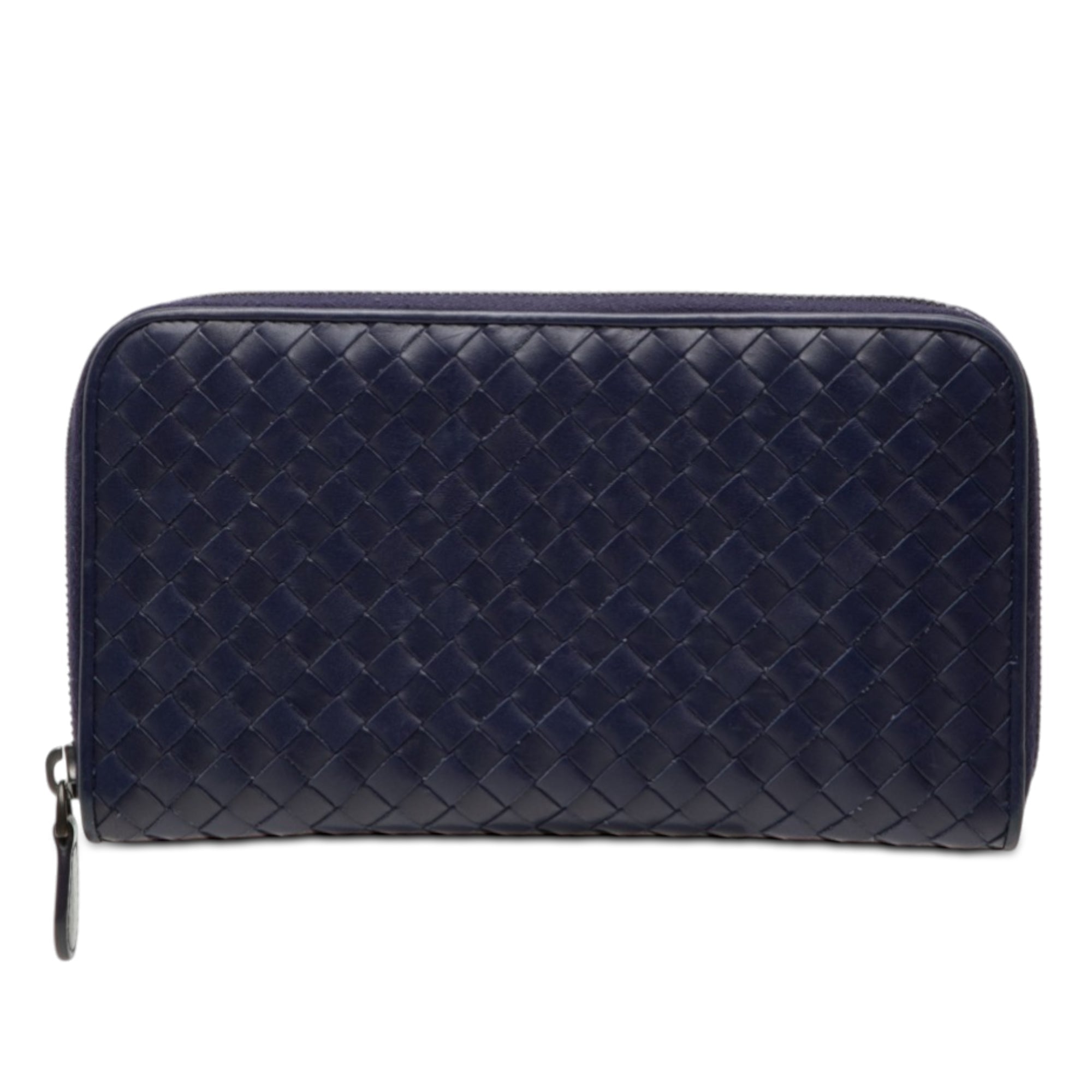 Leather Intrecciato Zip Around Wallet