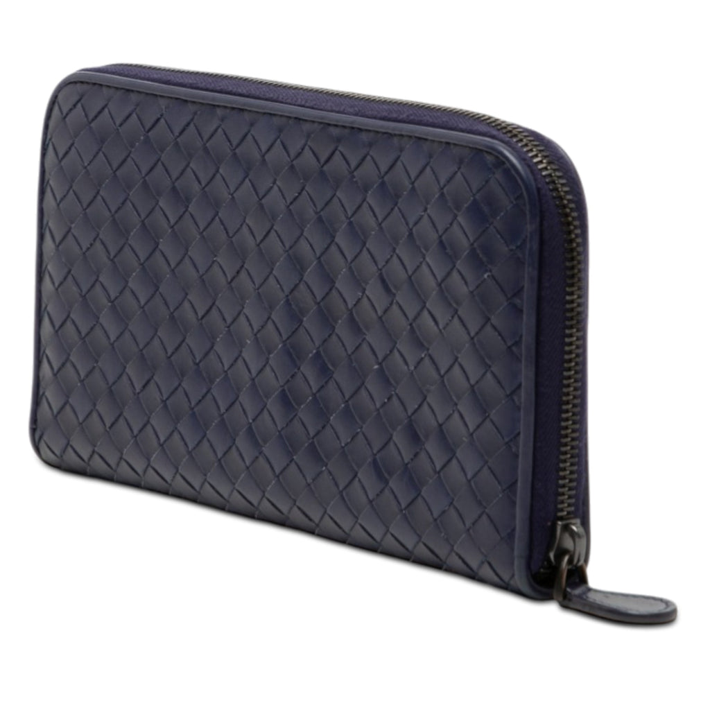 Leather Intrecciato Zip Around Wallet