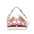 Medium Vitello Liberty Lucido Flowers and Bows Scalloped Studded Kan I Satchel