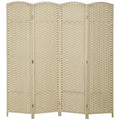 Room Divider, 4 Panel Folding Privacy Screen, 5.6' Tall Freestanding Partition for Home Office, Bedroom, Beige