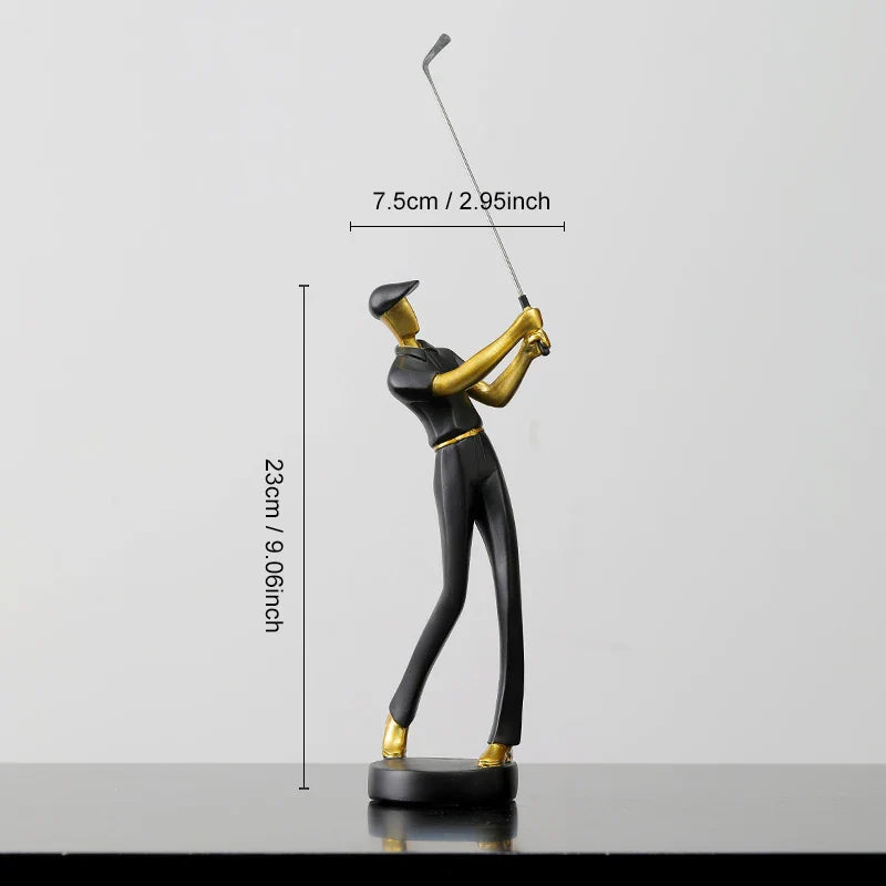 ArtZ® Nordic Abstract Golfer Sculptures - Black - Forward Swing