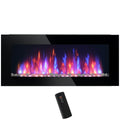 41 Inch Electric Fireplace, Wall Mounted Fireplace with Adjustable LED Flame Effect, Black