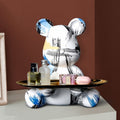 ArtZ® Bear Graffiti Painted Sculpture Table Tray - Blue