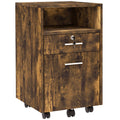 2 Drawer Filing Cabinet with Wheels, Mobile Vertical Office Cabinet with Lock, Rustic Brown