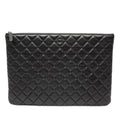 Large Quilted Lambskin Double Stitch O Case Clutch