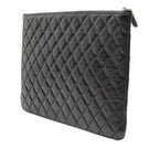 Large Quilted Lambskin Double Stitch O Case Clutch