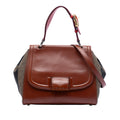 Leather and Pequin Canvas Silvana Satchel