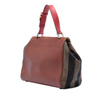 Leather and Pequin Canvas Silvana Satchel