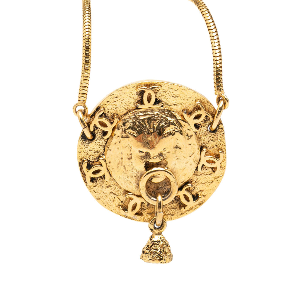 Gold Plated Lion Motif Medallion Pendant Necklace