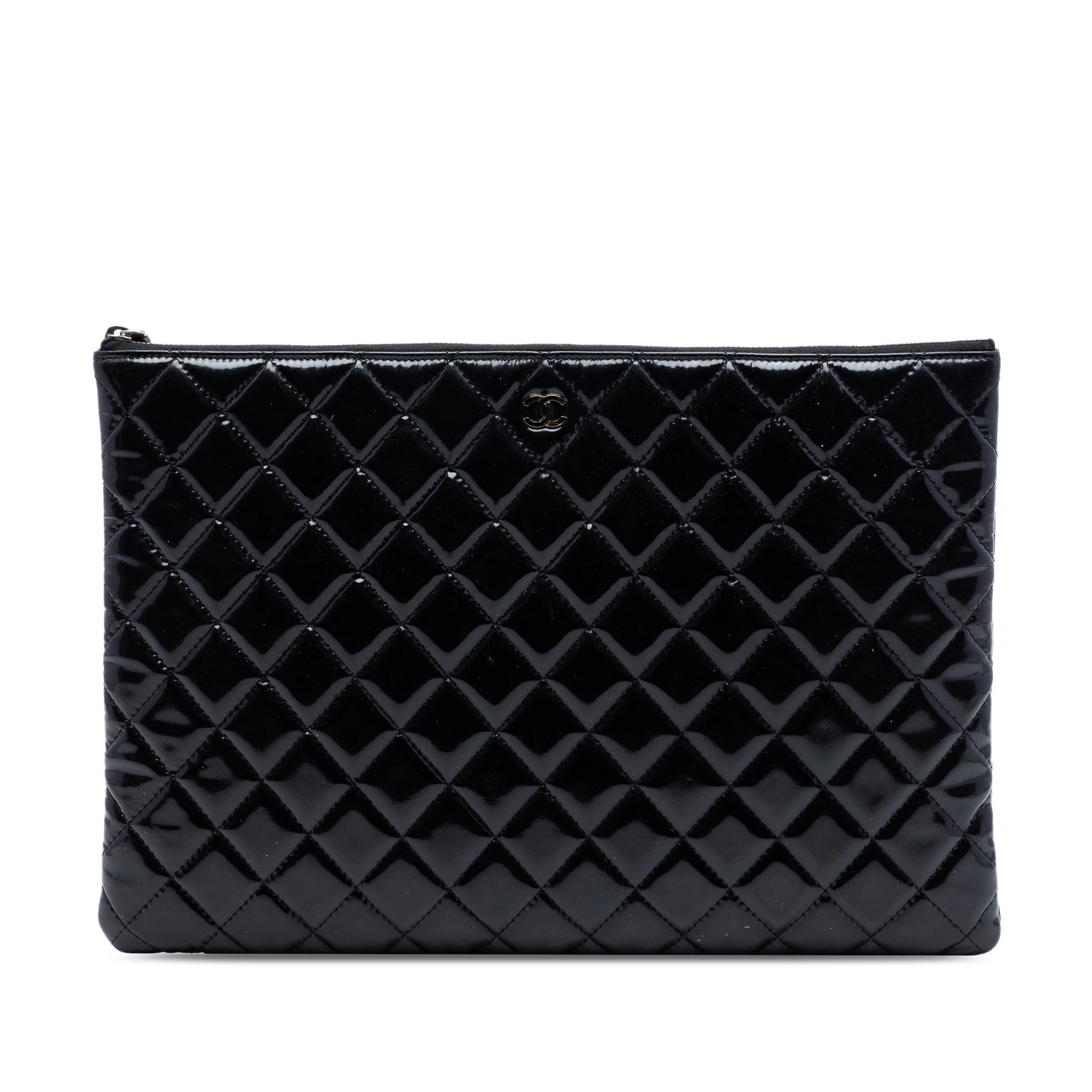 Large Quilted Patent O Case Clutch