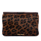 Leopard Printed Calfskin Hair Frame Clutch