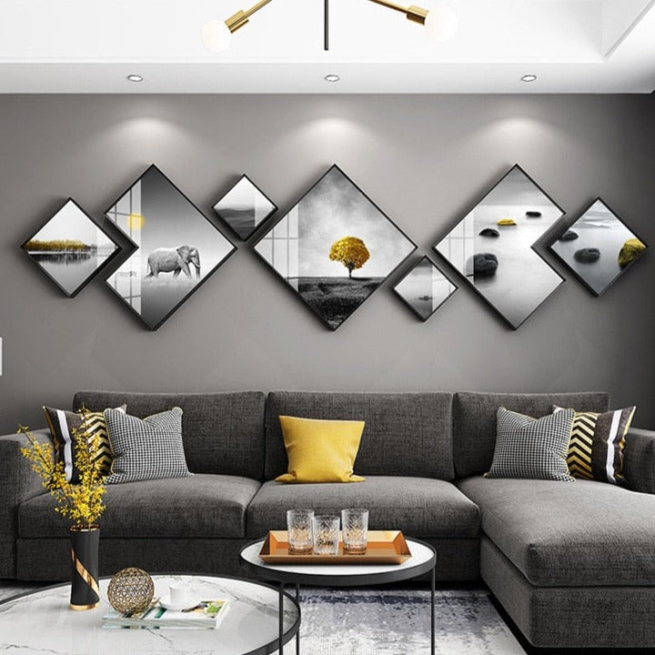 ArtZ® Framed Nordic Wall Decoration Set - Elephant (7 Piece Set)