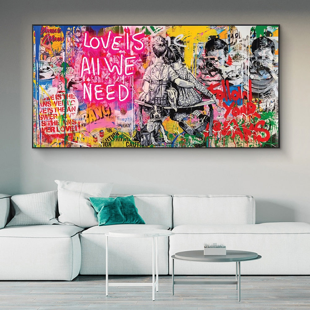 ArtZ® We Need Love Painting - 31.5 inch by 63 inch (80x160cm) No Frame