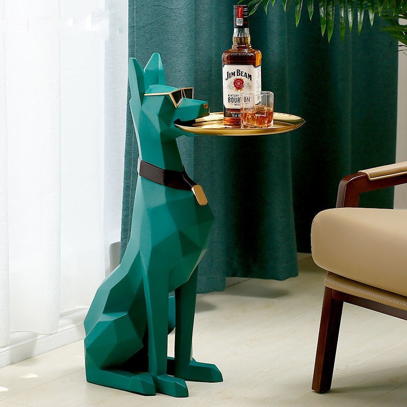 ArtZ® Doberman Nordic Sculpture Tray Table - Green
