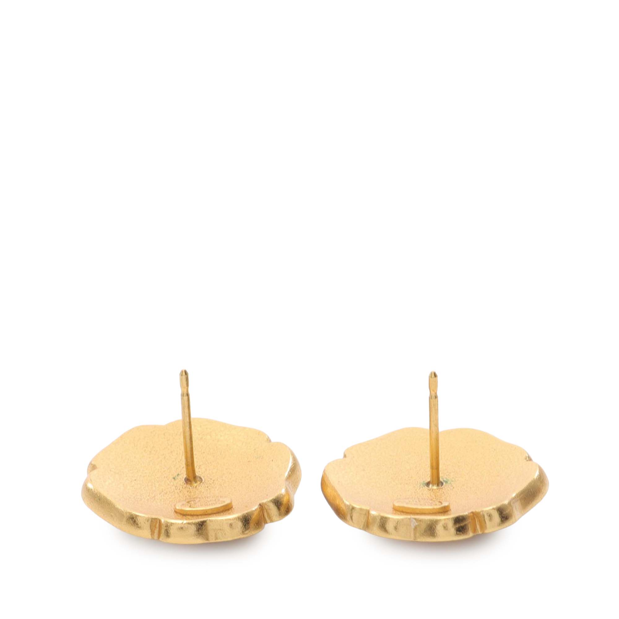 Enamel Camellia CC Stud Push Back Earrings