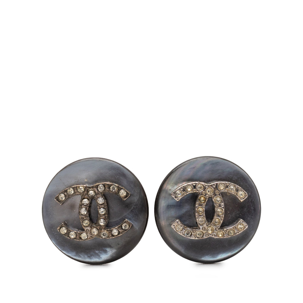 CC Faux Pearl Strass Clip On Earrings