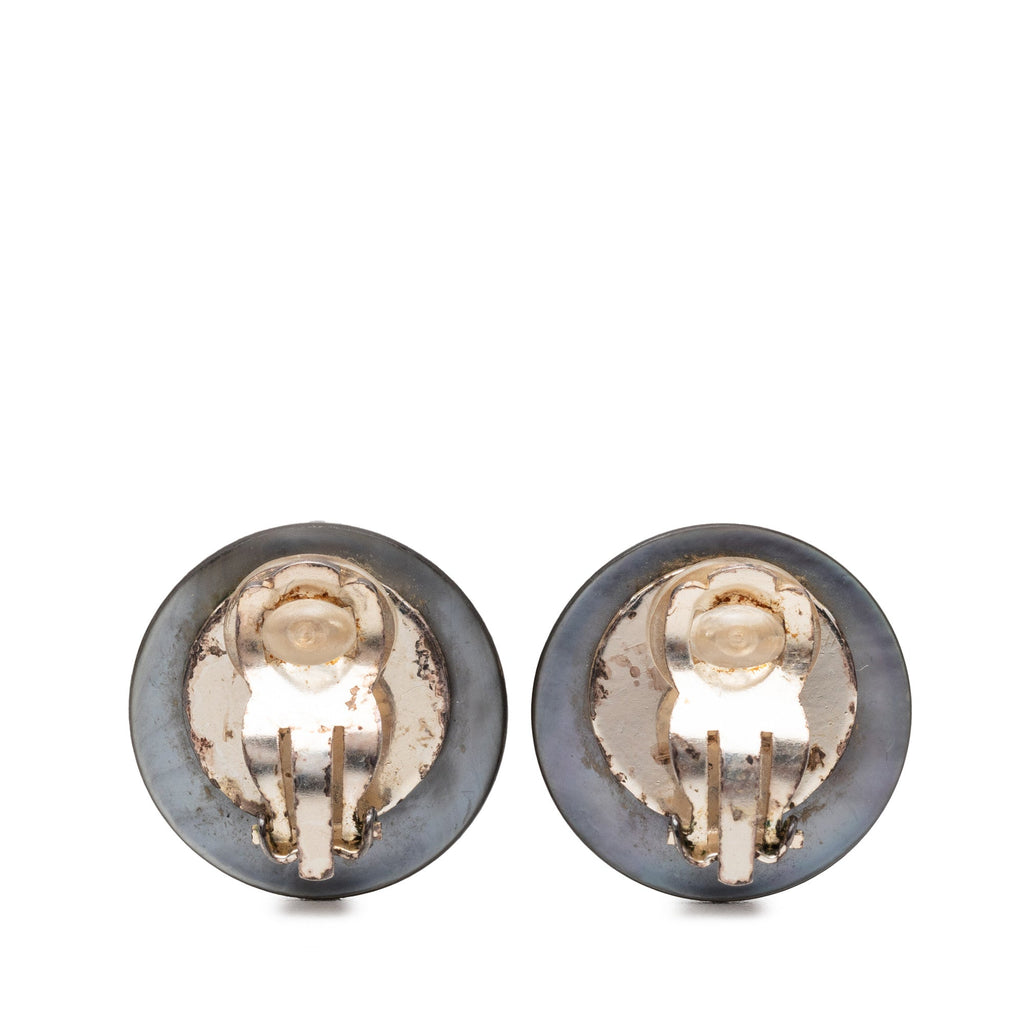 CC Faux Pearl Strass Clip On Earrings
