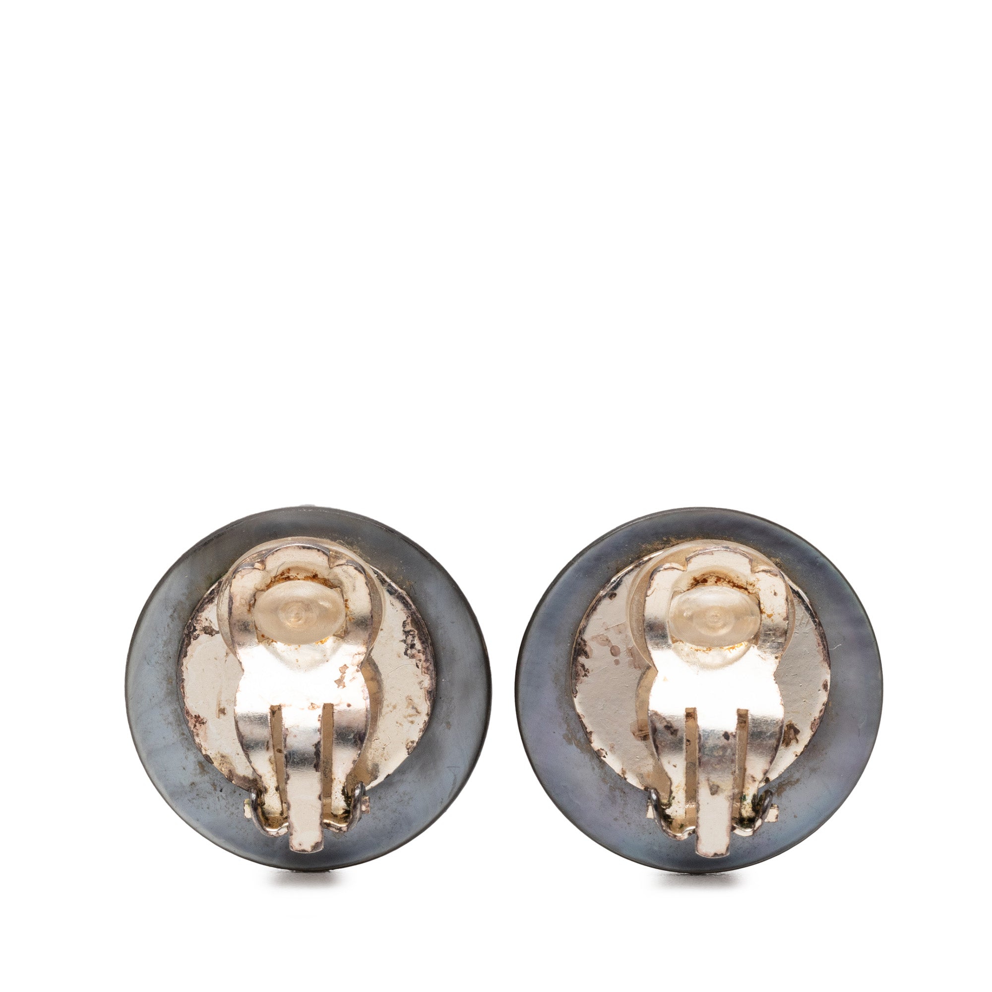 CC Faux Pearl Strass Clip On Earrings