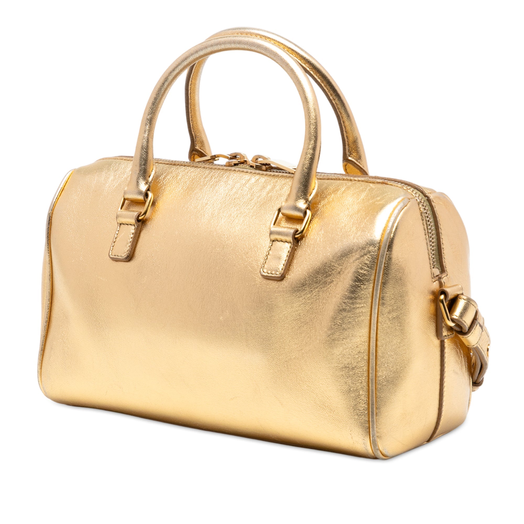 Baby Metallic Leather Classic Duffle Satchel