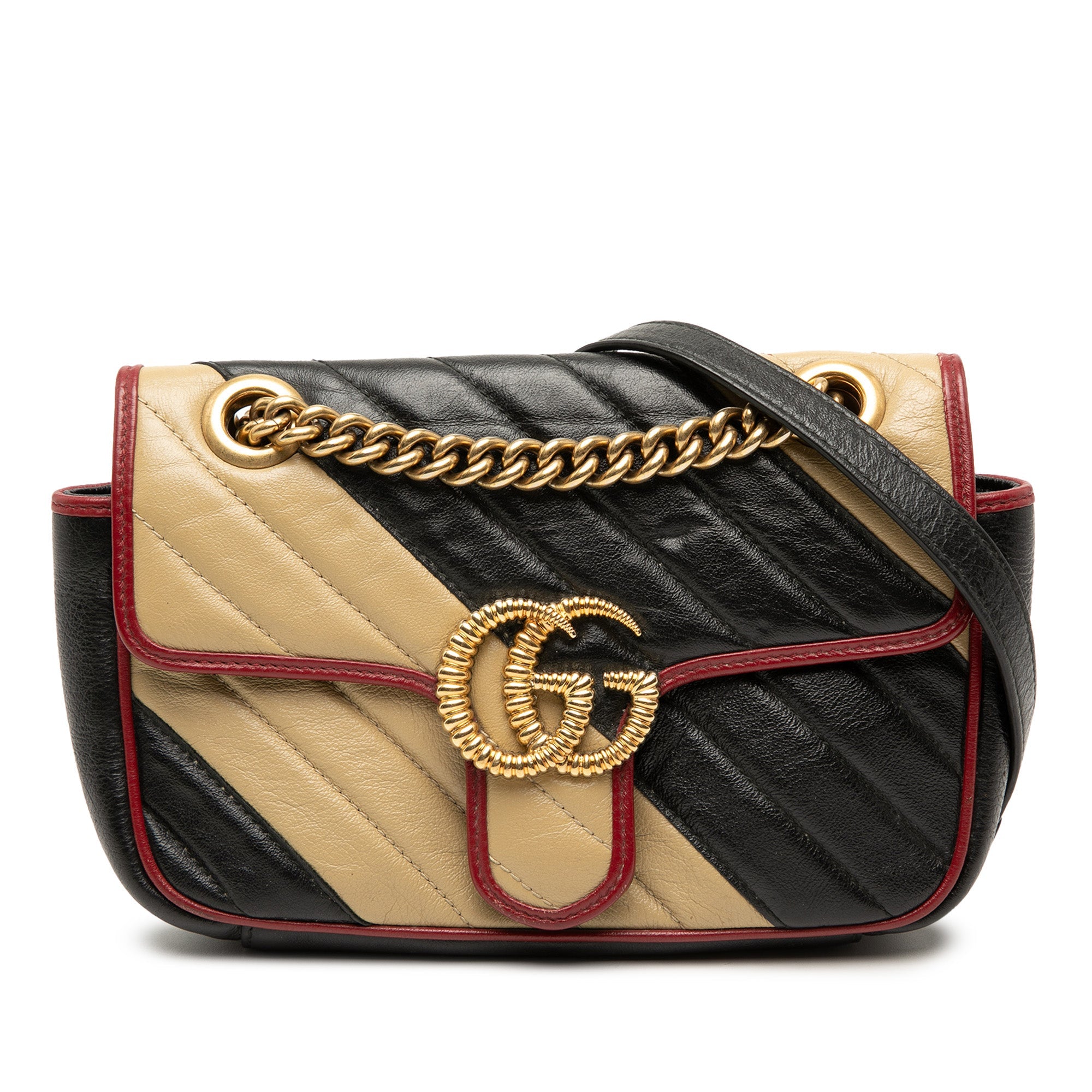 Small GG Marmont Matelasse Diagonal Leather Torchon Shoulder Bag