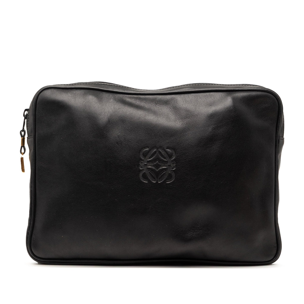 Leather Anagram Clutch
