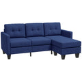 3-Seater Sectional Sofa with Ottoman & Changeable Chaise, Dark Blue