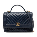 CC Chevron Aged Calfskin Top Handle Flap